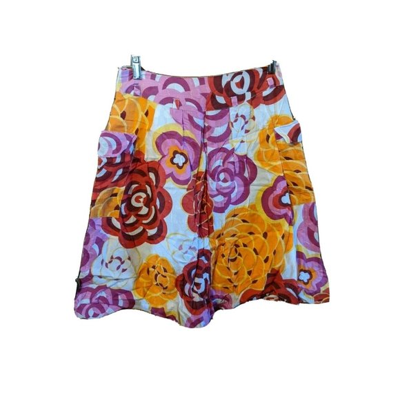 John Paul Richard Size S Floral Skirt Flare A-line Small Bright Lined Modest - Picture 1 of 6